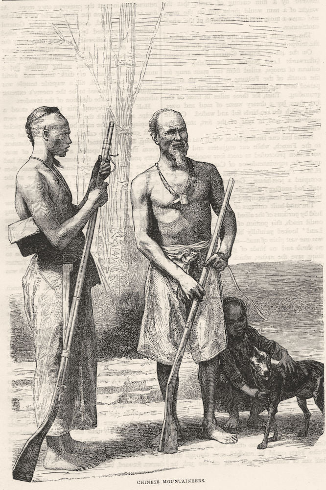 CHINA. Chinese Mountaineers c1880 old antique vintage print picture